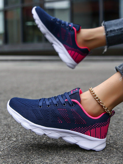 Womens Super-Breathable Lace-Up Sport Shoes - Lightweight & Fashionable Flying Woven Design - Ideal for Casual Everyday Wear - Durable & Comfortable Beauty World Shop
