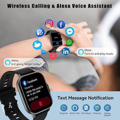 New Multi-functional Smartwatch, 1.83-inch Full Touch Screen, Built-in Microphone And Speaker HD Call, Music Playback, Multi-sport Mode Sports Watch, Step Counting Sleep Monitoring, Suitable for iPhone/Android Phones, Suitabl Beauty World Shop