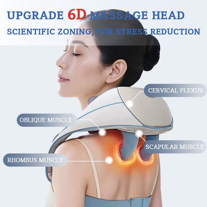 Wireless Neck and Back Massager Neck and Shoulder Knead Ing Massage Shawl Neck Cervical Relaxing Trapezius Massager