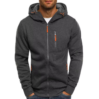 Men'S Hoodies Long Sleeve Sweatshirt Zipper Design Hooded Sweatshirt for Men Clothing Sportswear Slim Fit Casual Jacket