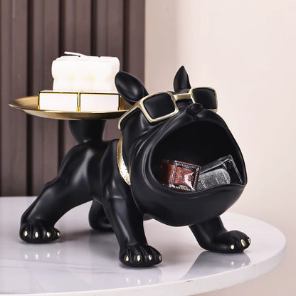 30Cm Bulldog Figurine Dog Statue Resin Craft Home Decor Animal Ornament Puppy Sculpture with Storage Box Art Sculpture for Home