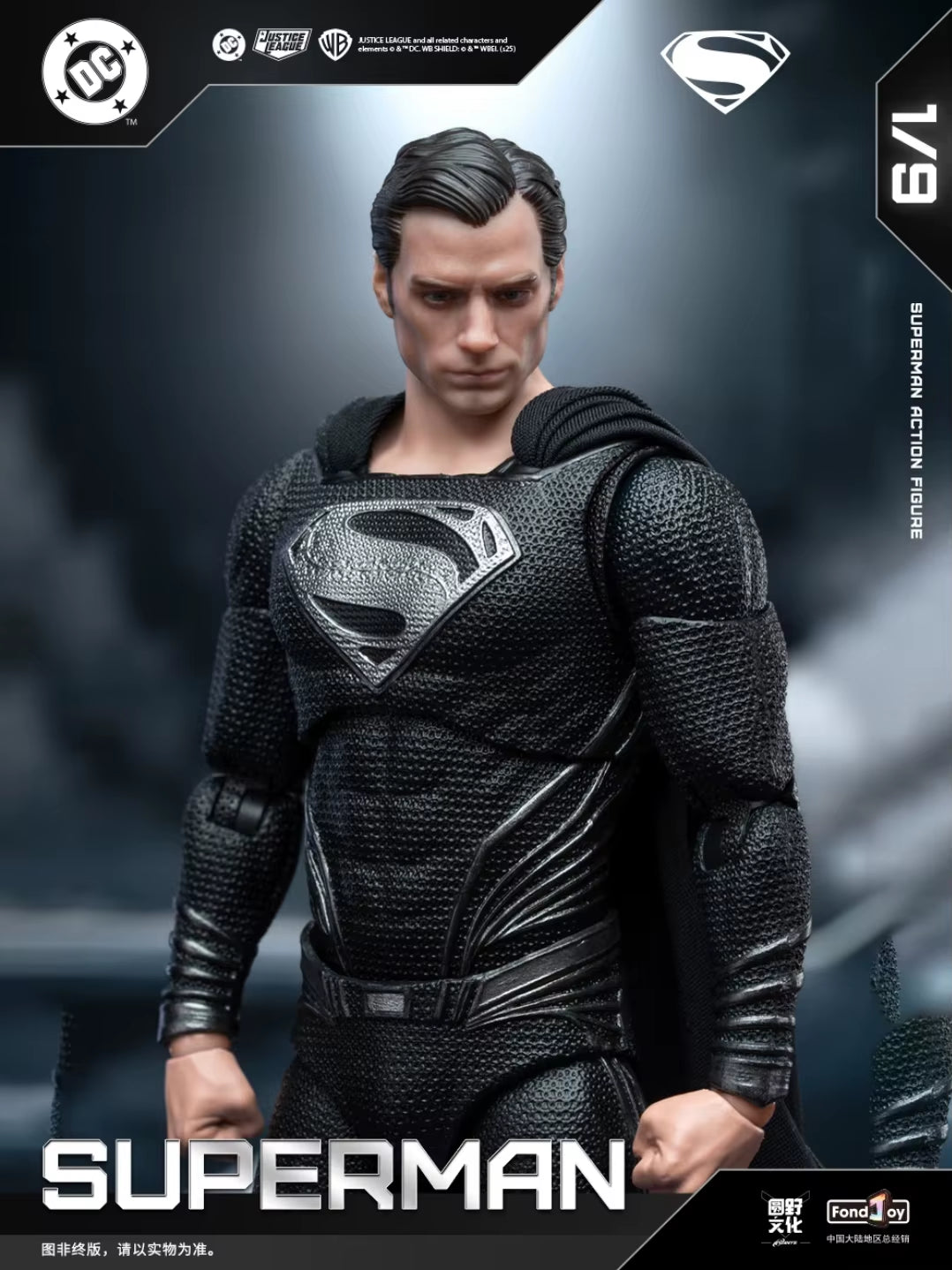 1/9 Fondjoy DC Black Superman 2.0 Action Figure Justice League Zack Snyder Anime Figurine Statue Model Custom Kid Toys Gifts