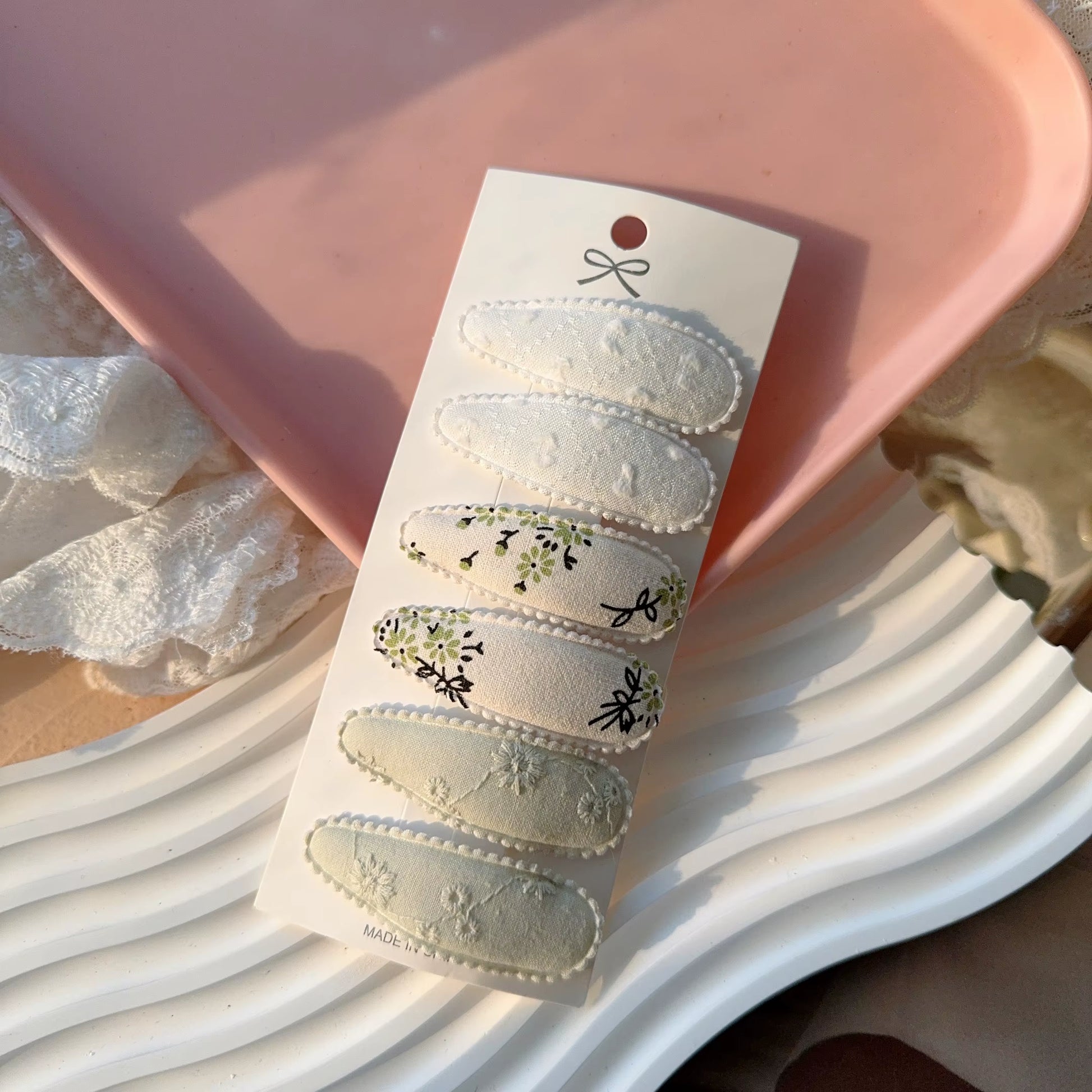 6Pcs/Set Fresh Print Cotton Alloy Hair Clips for Kids Fabric Plaid BB Hairpins Girl Hairgripe Headwear Baby Hair Accessories