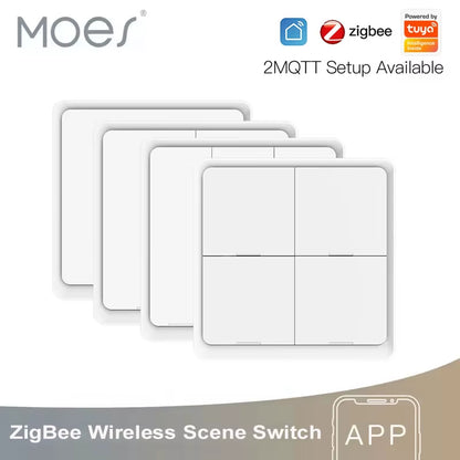 Tuya Zigbee Wireless Scene Switch 12 Control Modes Handheld Push Button 2MQTT Setup Home Automation Scenario Smart Devices
