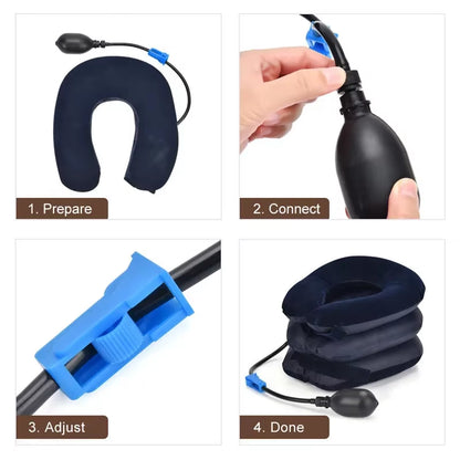 3/4 Layer Inflatable Soft Neck Collar Air Cervical Traction Device Pillow Neck Posture Stretching Brace Neck Massager Care