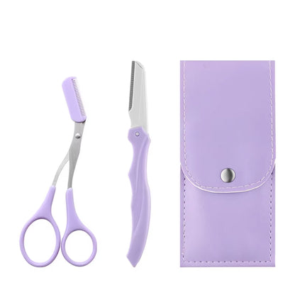 2/3Pcs Stainless Steel Eyebrow Trimmer Folding Eyebrow Trimming Suit Eyebrow Clipper Comb Tweezers Makeup Tools