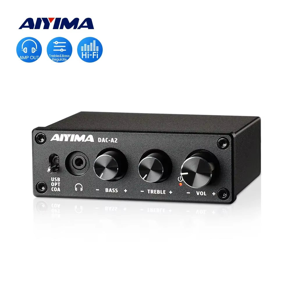 DAC-A2 Amplificador 2.0 Hifi Digital Decoder USB DAC Audio Headphone Amplifier 24Bit 96Khz Coaxial Optical Output RCA