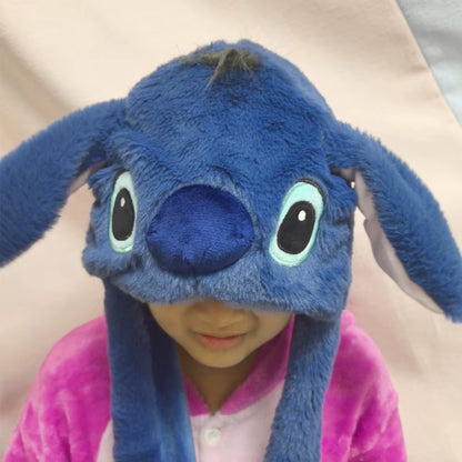 New Kawaii  Stitch Hat Anime Stitch Girl Plush Keep Warm Blue the Hat Will Move When You Pinch Your Ears Kids Toy Gifts