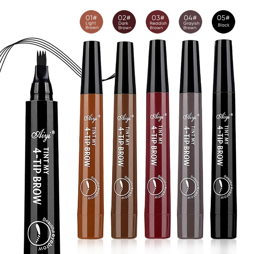 Four-Pronged Eyebrow Pencil, Four-End, Long-Lasting, Non-Smudged, Water-Resistant, Anti-Smudged Eyebrow Pencil