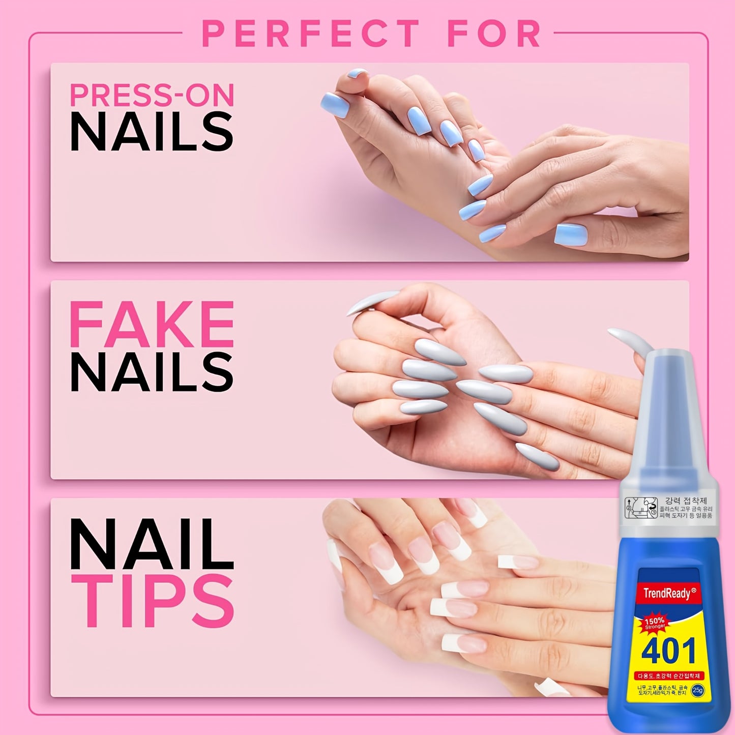 TrendReady 25g Nail Glue - Extreme Hold For Fake Nails & Tips, 30+ Days Wear, Smudge Proof, Salon Quality Kit Beauty World Shop