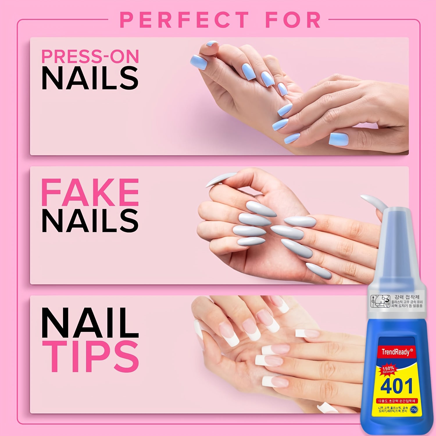 TrendReady 25g Nail Glue - Extreme Hold For Fake Nails & Tips, 30+ Days Wear, Smudge Proof, Salon Quality Kit Beauty World Shop