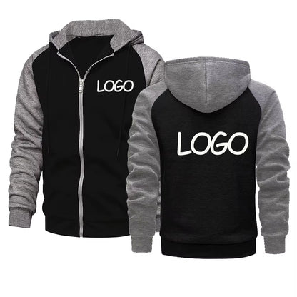 DIY Customize Your Brand Logo Men'S and Women'S Casual Hoodie Tops Contrast Zip Street Personality Sweatshirt Custom Gifts