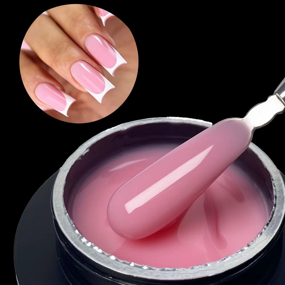 50G Nude Pink Builder Nail Gel French Pink Nails UV LED Self Leveling Sculpting Gel Nails Shape Building Extension