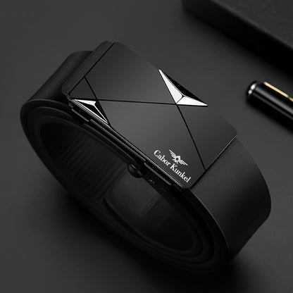 Ck Holiday Gift Men's Belt, Toothless Automatic Buckle Pants Waistband for Youth and Middle-Aged Casual Business Versatile Trousers, Office Attire, Everyday Belt, Sleek Design, Minimalist Belt, Durable Material, Highquality, Beauty Fashion