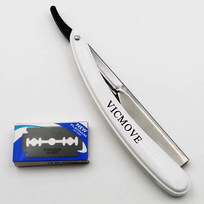1Set Men Straight Barber Edge Razors Folding Shaving Knife Hair Removal Tools with 10Pcs Blades