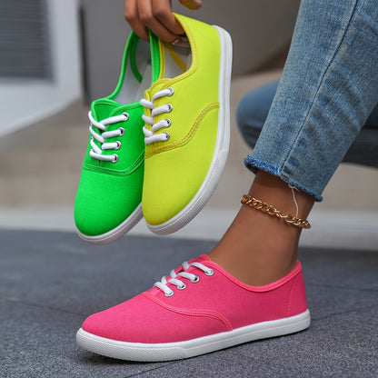 Women's Casual Canvas Sneakers, Low-Top Lace-up Walking Shoes, Lightweight & Comfort Sport Shoes Beauty World Shop