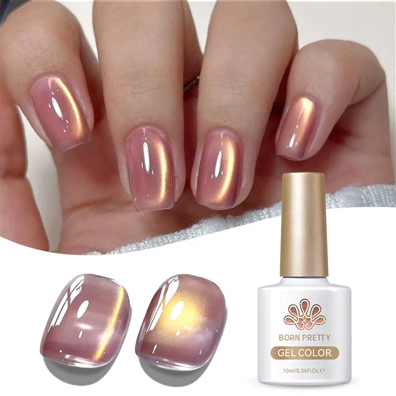 10Ml Nude Gold Glitter Cat Magnetic Gel Nail Polish Gold Blue Ultra Shine Soak off UV LED Varnish Nail Supplies