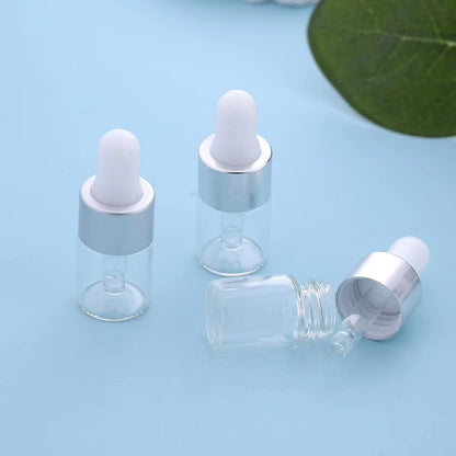 3Pcs 2Ml Clear Mini Glass Dropper Bottles Small with Glass Eye Dropper for Essential Oils Sample Traveling
