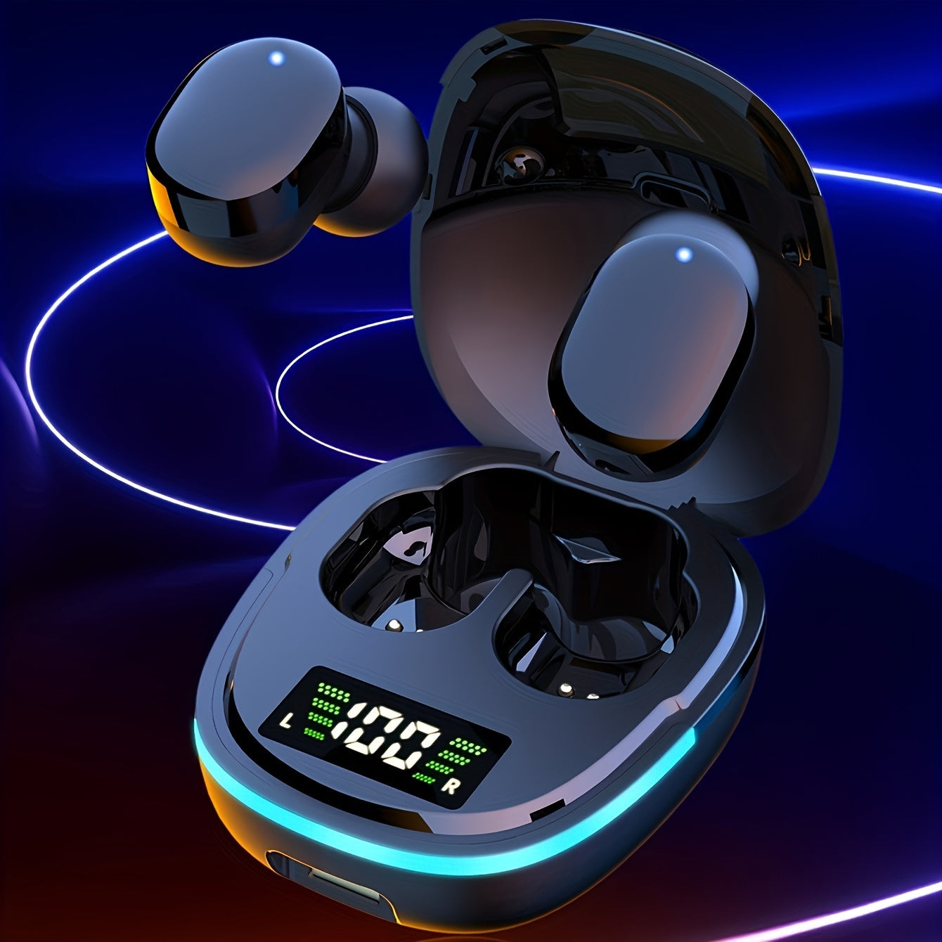 2024 Model Wireless Earbuds - LED Display, Touch Control, TWS In-Ear Design | Compatible with iOS/Android, Sleek Metallic Charging Case for Gaming & Sports Beauty Fashion