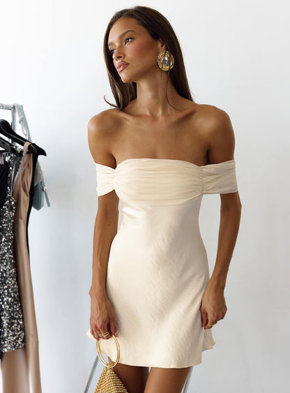 Adoration Mini Dress Cream Princess Polly