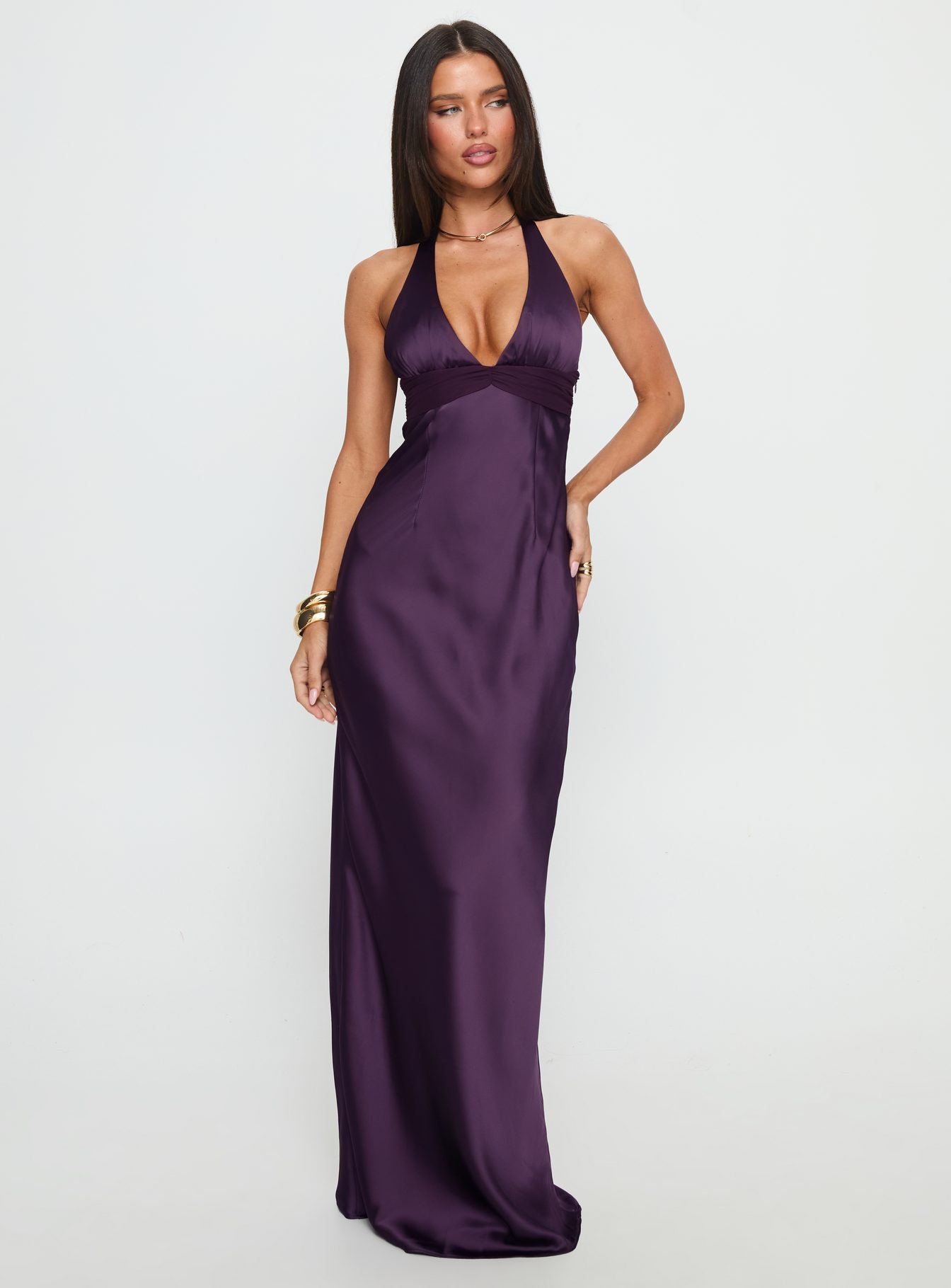 Odyssa Halter Maxi Dress Purple Princess Polly