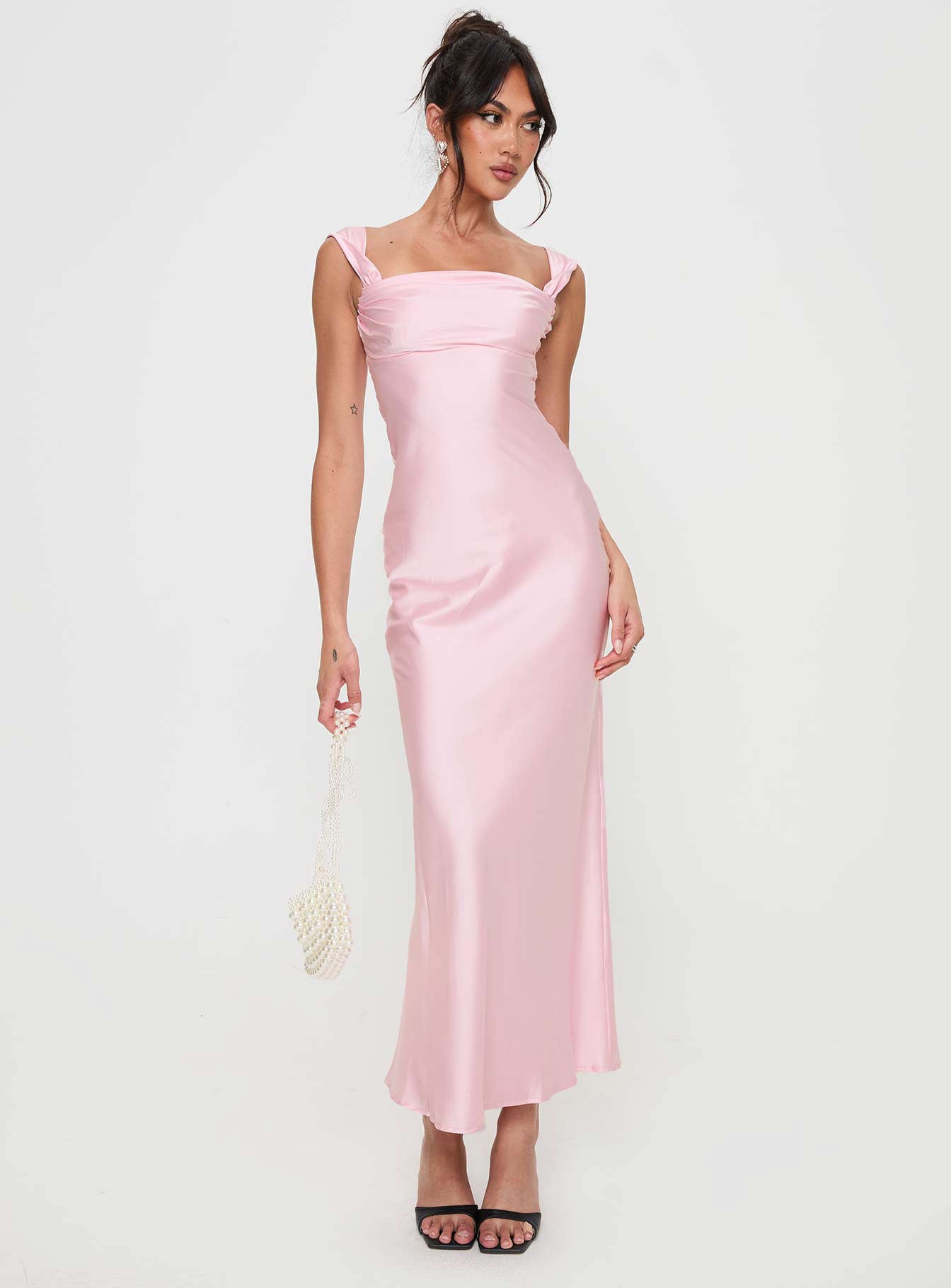 Azura Off The Shoulder Maxi Dress Pink Princess Polly