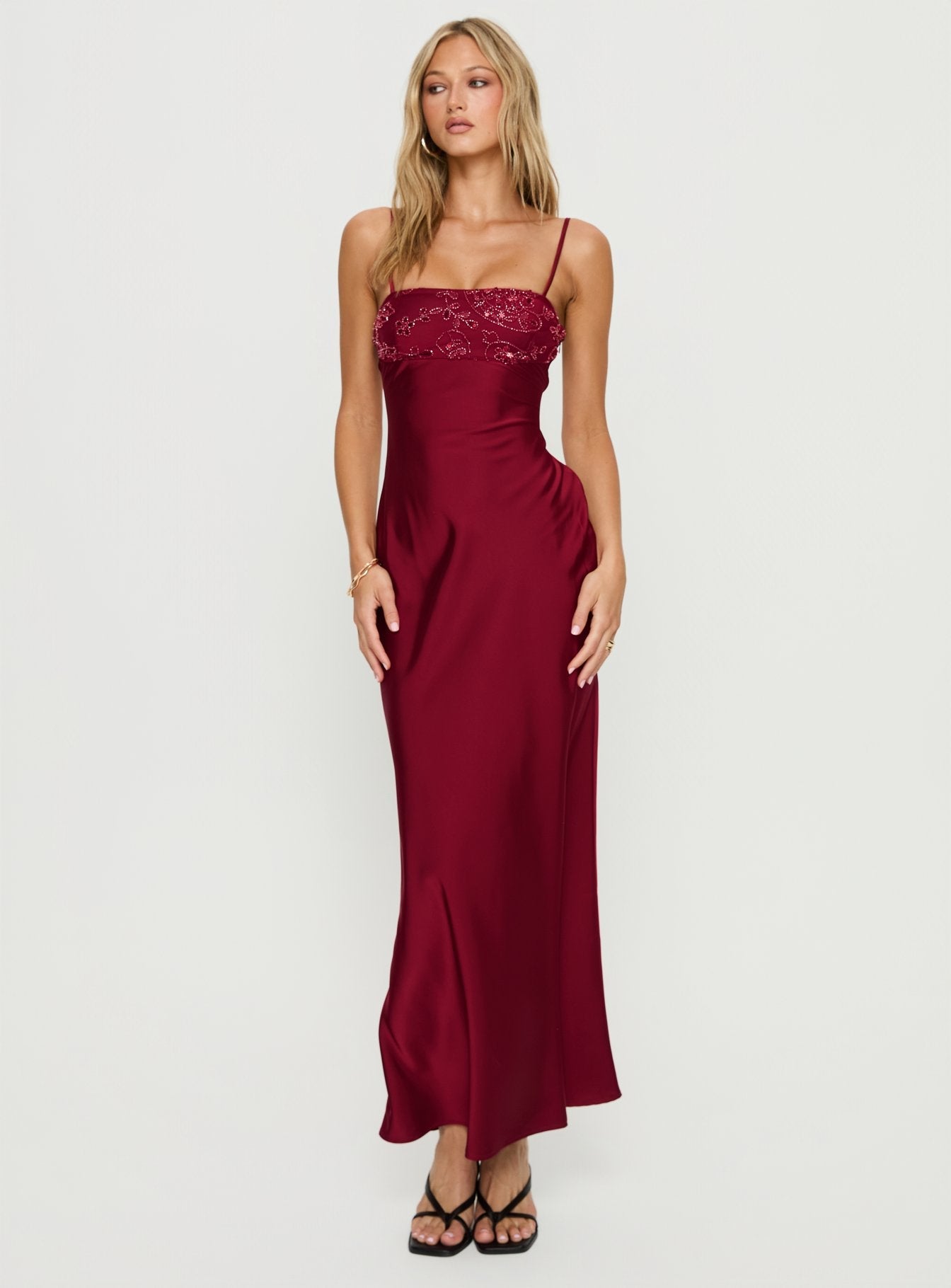 Engracia Sequin Maxi Dress Burgundy Princess Polly