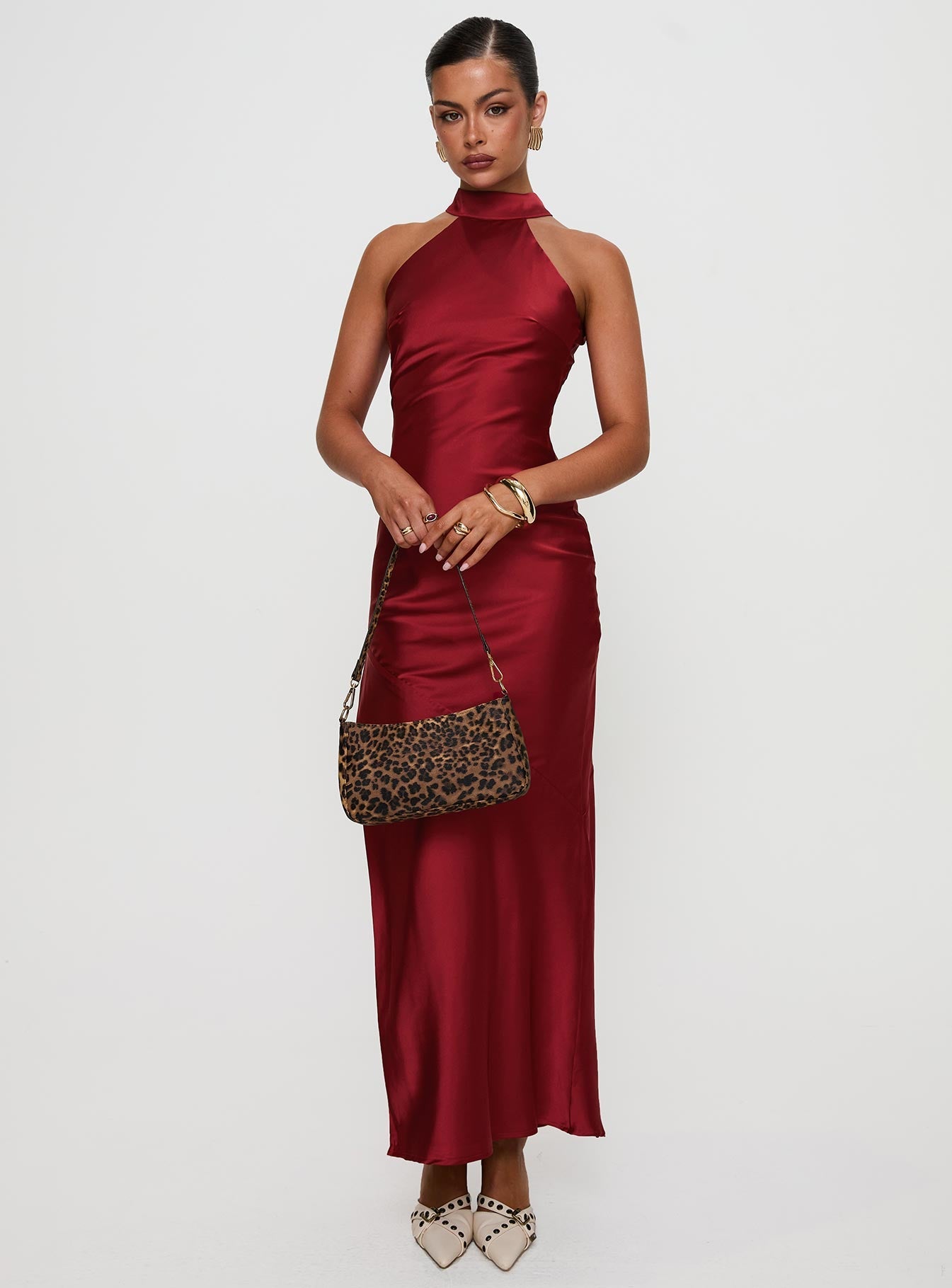 Mordecai Halter Maxi Dress Burgundy Princess Polly
