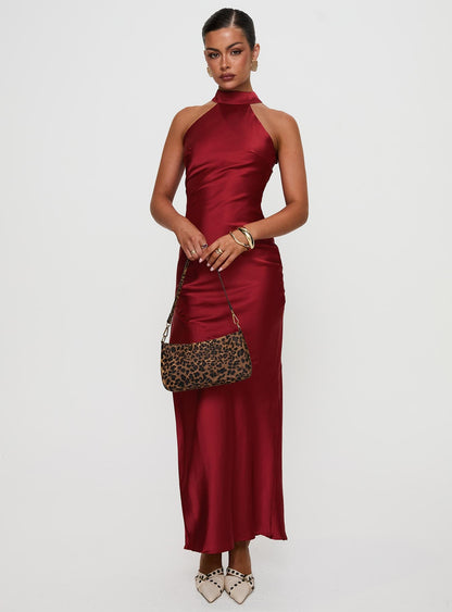 Mordecai Halter Maxi Dress Burgundy Princess Polly