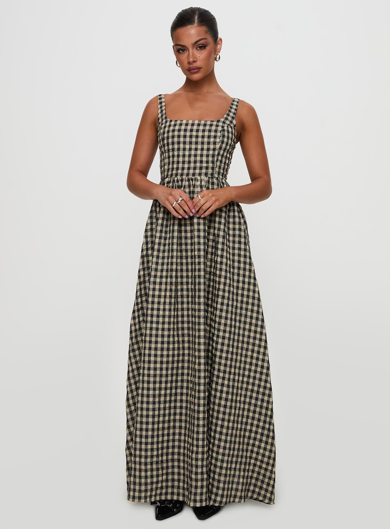 Cartmel Check Maxi Dress Black / Cream Princess Polly