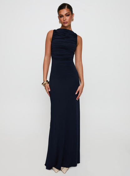 Undeniable Cut Out Maxi Dress Navy Princess Polly