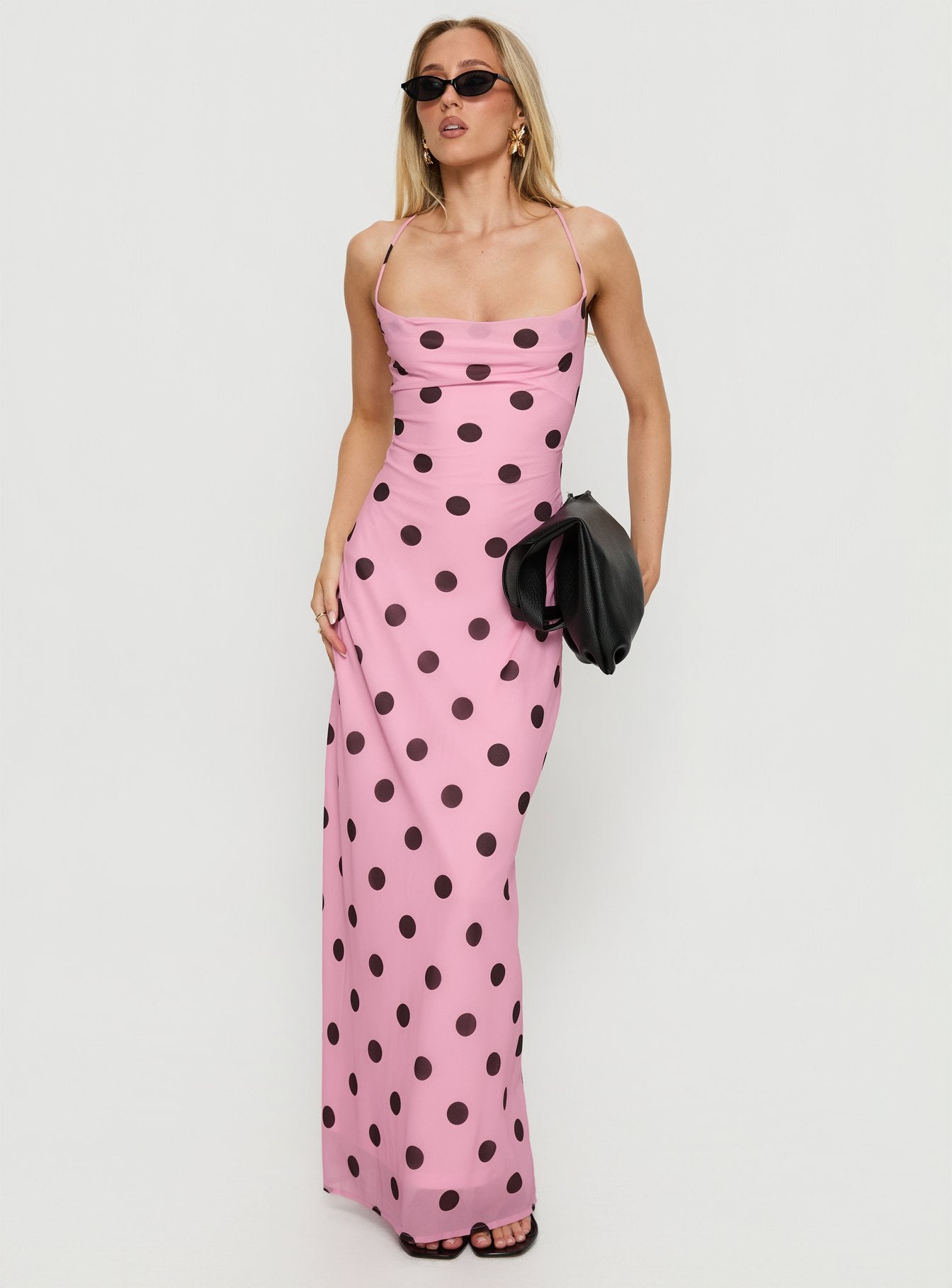 Celena Maxi Dress Pink / Brown Polka Princess Polly