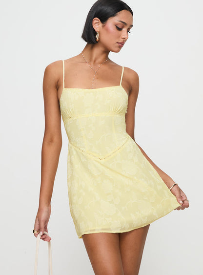 South Of France Mini Dress Yellow Princess Polly