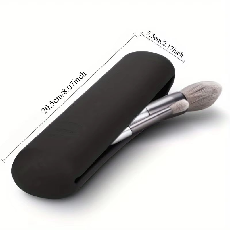 Travel Makeup Brush Holder,Silicon Trendy and Portable Cosmetic Face Brushes Holder,Soft and Sleek Makeup Tools Organizer