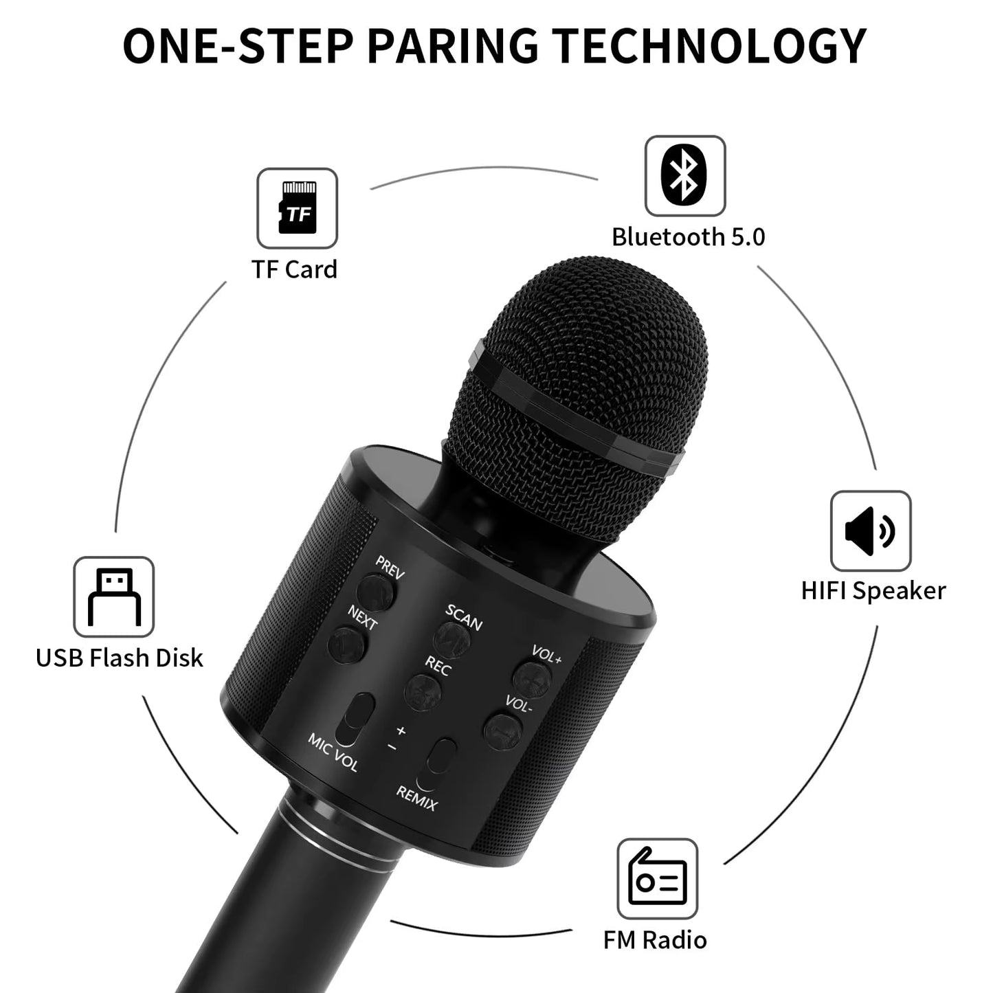 Portable Handheld Wireless Karaoke Microphone Speaker Microphone for Kids Music Player Singing Recorder KTV