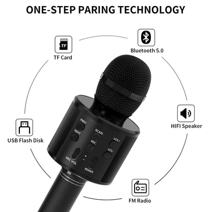 Portable Handheld Wireless Karaoke Microphone Speaker Microphone for Kids Music Player Singing Recorder KTV