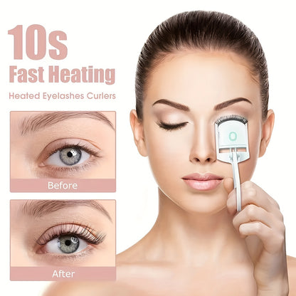 ABS Electric Eyelash Curler - Long-Lasting Curling Device with USB Rechargeable Battery, Modern Beauty Eye Instrument for Home Use, Durable & Stylish Design Beauty Fashion
