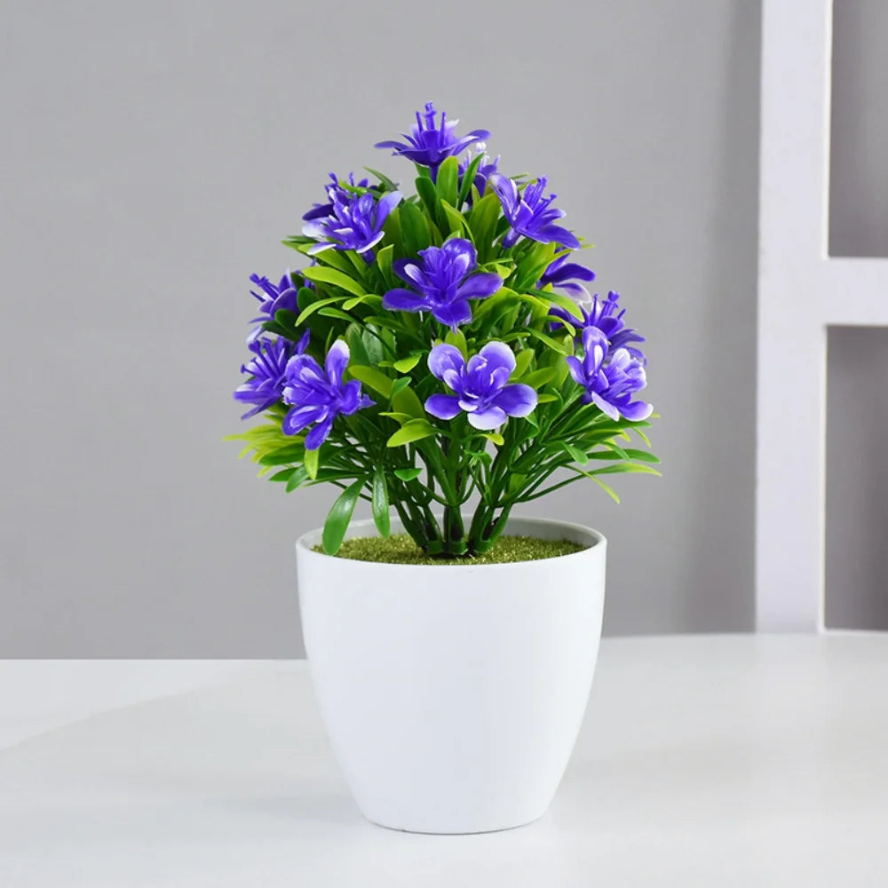 1Pc Artificial Potted Plant Small Bonsai Flowers Pot Simulated Tree Ornaments Wedding Home Hotel Office Decoration Indooroutdoor