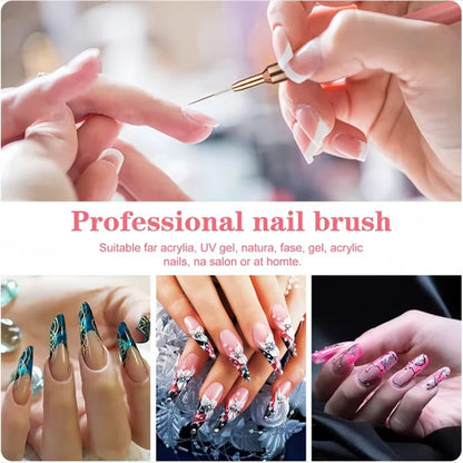 YIKOOLIN 5Pcs Nail Art Liner Brush Set UV Gel Nail Brushes Kits French Stripe Line Painting Drawing Flower Pen Manicure Tool