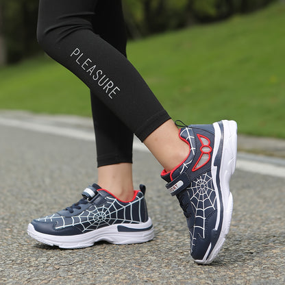 Kids Fashion Sneakers Breathable Lightweight Sport Casual Shoes with Cartoon Spider Web Design, Closure, Low Top PU and Fabric for Boys and Girls – Versatile All-Season Footwear for Outdoor Activities Beauty World Shop