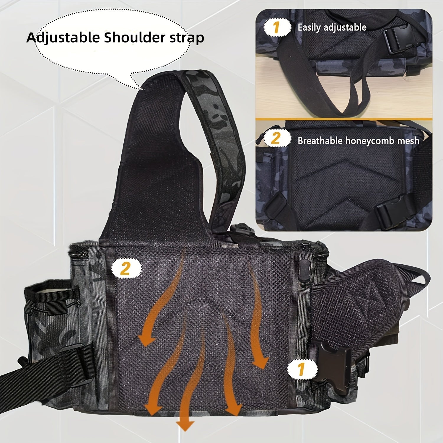 1pc Heavy-Duty Fishing Backpack Tackle Sling Bag with Rod Holder & Multi-Compartment - Lightweight Breathable Mesh Back, Durable Nylon/, Padded Shoulder Straps for Freshwater/Saltwater Fishing Gear, Camping & Outdoor (Ideal G Beauty Fashion