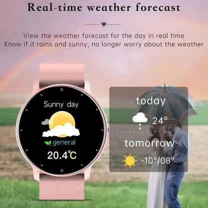 Women Smart Band Watch Real-Time Weather Forecast Activity Tracker Watches Heart Rate Monitor Sports Ladies Smart Watch Men