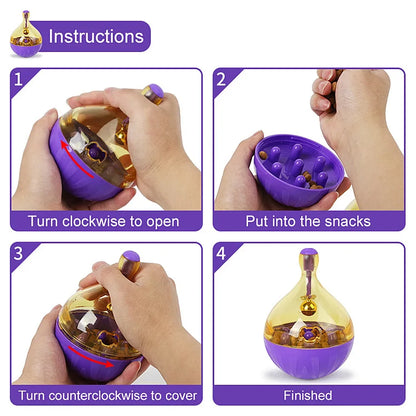 Pet Cat Fun Bowl Feeding Toys Dog Tumbler Feeder Puppy Kitten Shaking Leakage Food Ball Container Exercise Training Leakage Toys