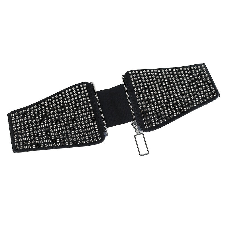 Wide Elastic Studded Belt Female Waist Gothic Plus Size Stretch Girdle Ladies Long Belts For Women Corset Waistband Beauty Fashion