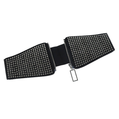 Wide Elastic Studded Belt Female Waist Gothic Plus Size Stretch Girdle Ladies Long Belts For Women Corset Waistband Beauty Fashion