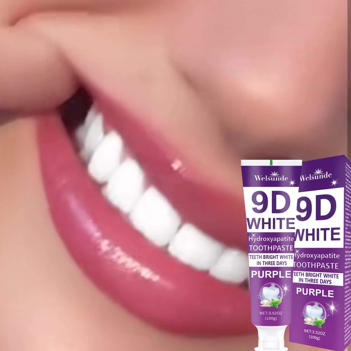 9D Purple Hydroxyapatite Toothpaste for Deep Cleaning & Brighter Smile, European Formula with Minty Fresh Breath, Gentle On Gums, Travel-Size 100g/3.52oz, Deep Cleaning Of Teeth, Ideal Oral Hygiene Gift for Women & Men, Suita Beauty World Shop