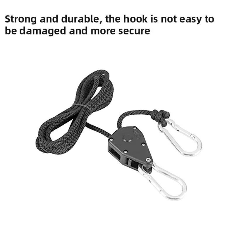 4Pcs Awning Wind Rope 8 Inch Adjustable Lanyard Hanging for Tent Fan Grow Plant Lamp Pulley Ropes Pulley Lifting Pulley Hook