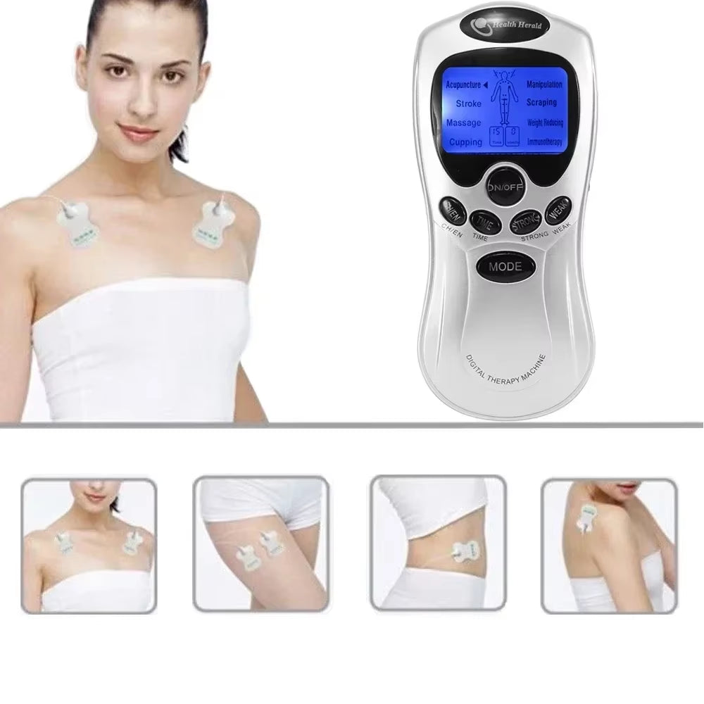 4 Ways Electrode Pads Electric Tens Massage Machine Acupunture Digital Therapy Pulse Stimulator Body Slimming Neck Massager Set
