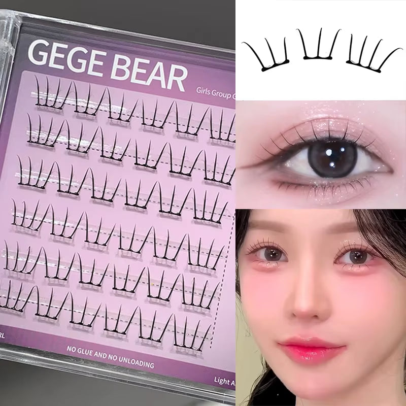 K-Pop Lash without Glue - Natural & Fluffy, Instant Eye-Enlarging, Wearable for No-Makeup Look, Lightweight & Curly