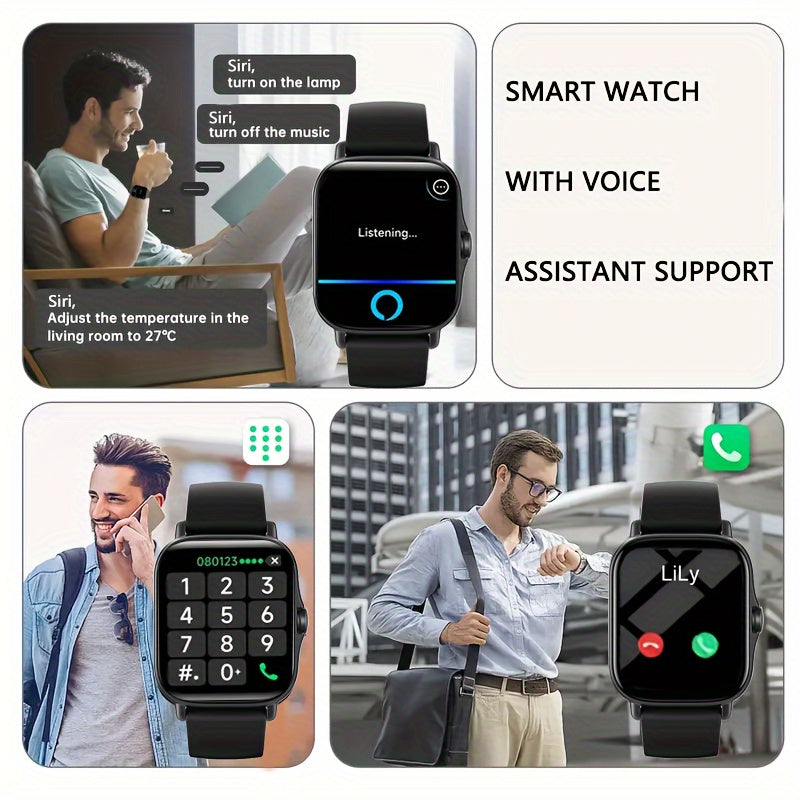 New Multi-functional Smartwatch, 1.83-inch Full Touch Screen, Built-in Microphone And Speaker HD Call, Music Playback, Multi-sport Mode Sports Watch, Step Counting Sleep Monitoring, Suitable for iPhone/Android Phones, Suitabl Beauty World Shop